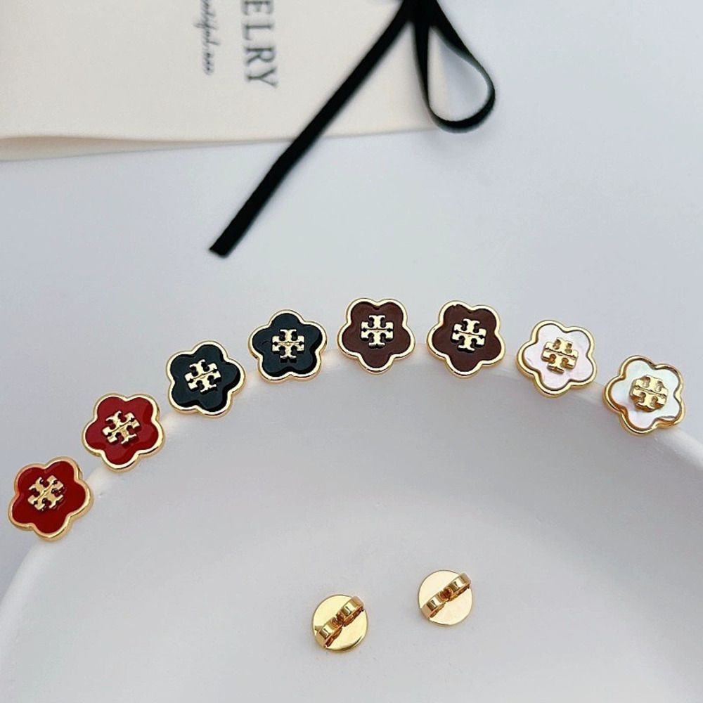 Tory Burch Series Shell Drip Glaze Flower Earrings Casual